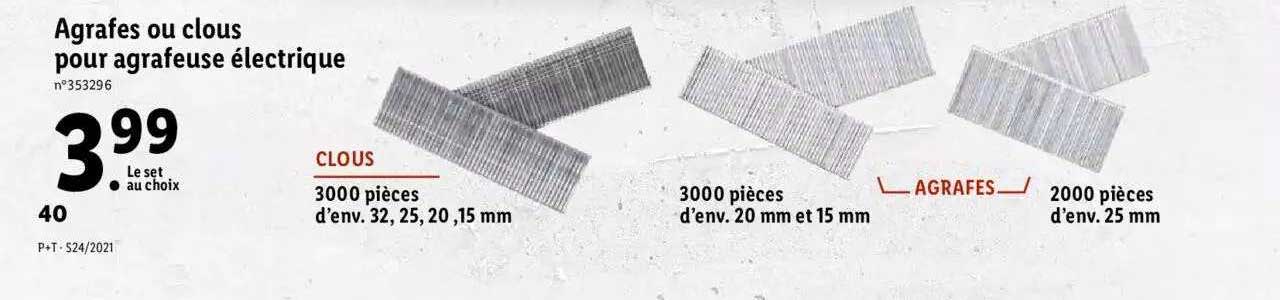agrafes ou clous pour agrafeuse électrique