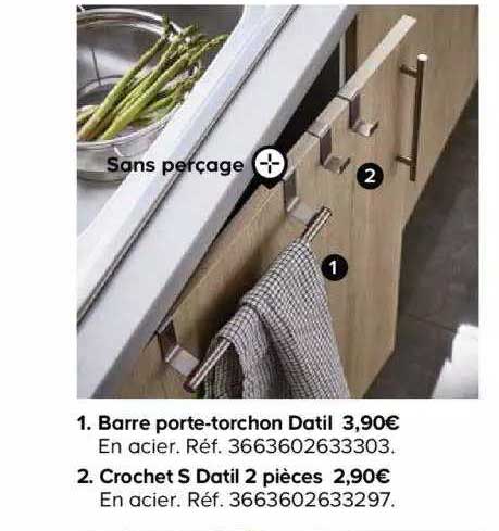barre porte-torchon datil crochet s datil 2 pièces