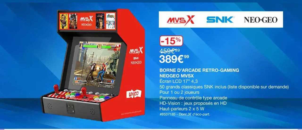 borne d'arcade retro-gaming neogeo mvsx