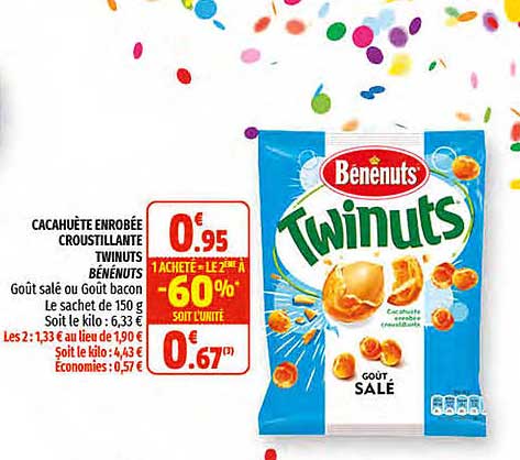 cacahuètes enrobée croustillante twinuts bénénuts