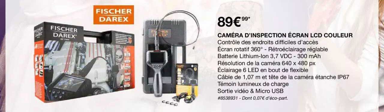 caméra d'inspection écran lcd couleur fischer darex