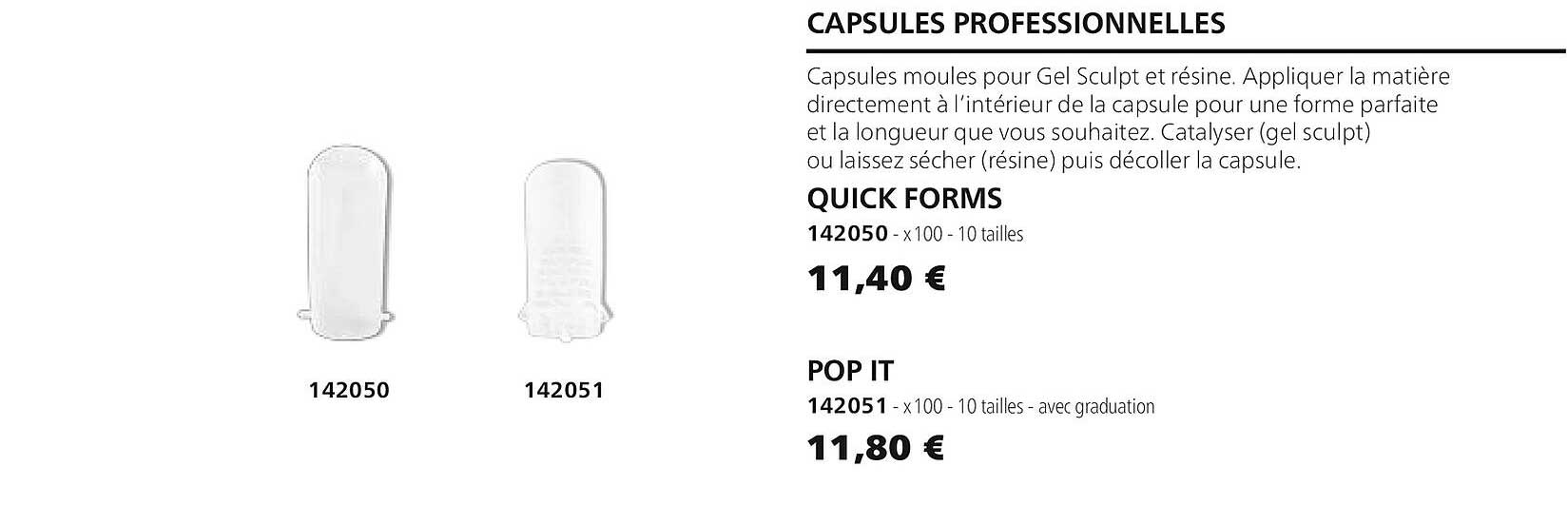capsules professionnelles quick forms 142050 pot it 142051
