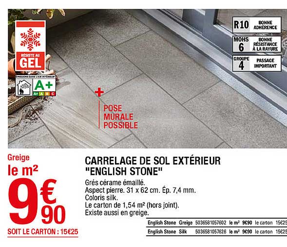 Carrelage De Sol Extérieur "english Stone"