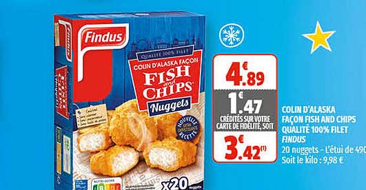 colin d'alaska façon fish and chips qualité 100% filet findus