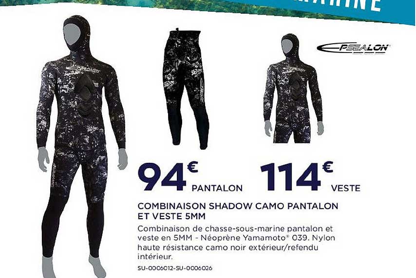 combinaison shadow camo pantalon et veste 5 mm