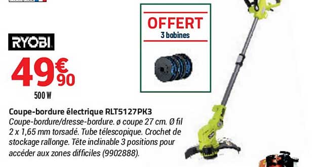 coupe-bordure électrique rlt5127pk3 ryobi