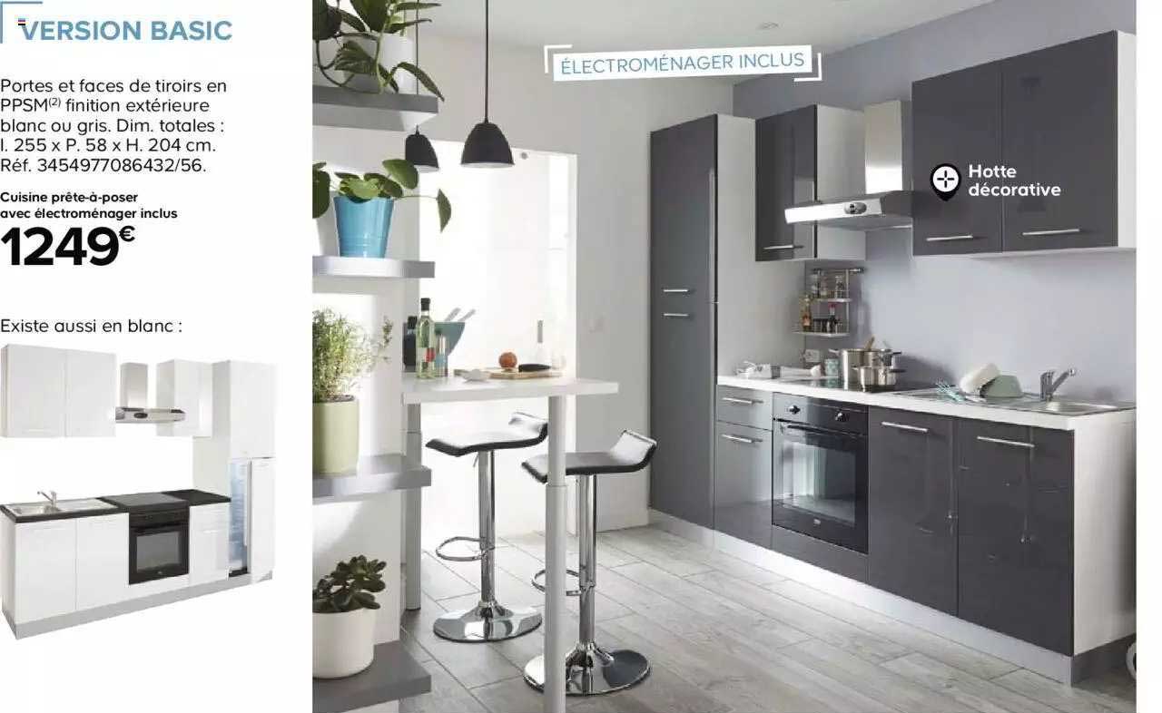 cuisine prête à poser avec électroménager inclus