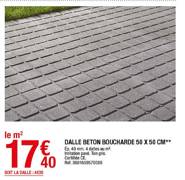 Dalle Béton Boucharde 50 X 50 Cm