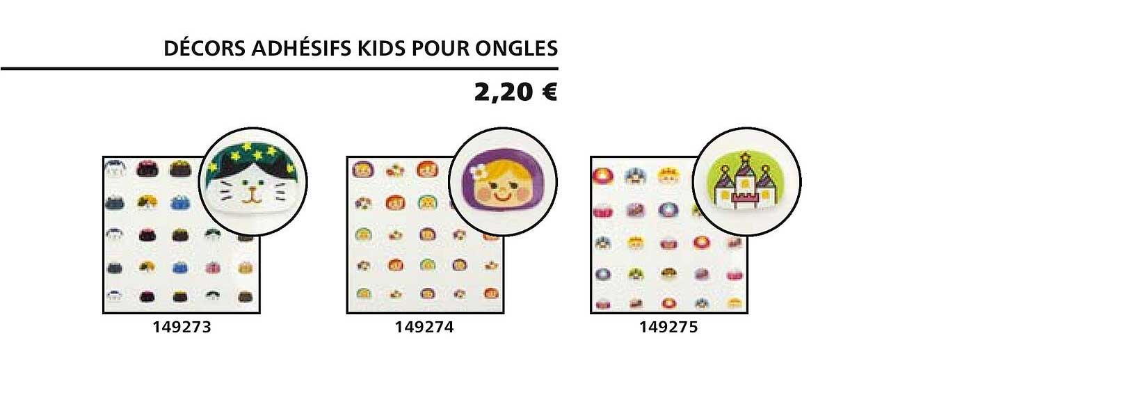 décors adhésifs kids pour ongles 149273 149274 149275