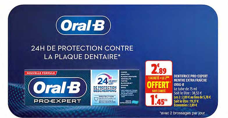 dentifrice pro-expert menthe extra fraîche oral-b