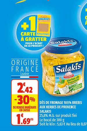 Dés De Fromage 100% Brebis Aux Herbes De Provence Salakis