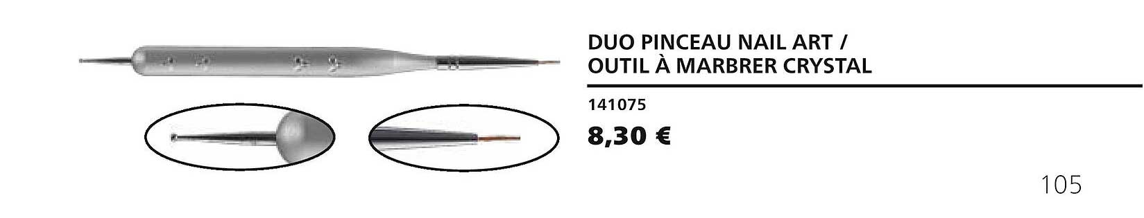 duo pinceau nail art outil à marbrer crystal 141075