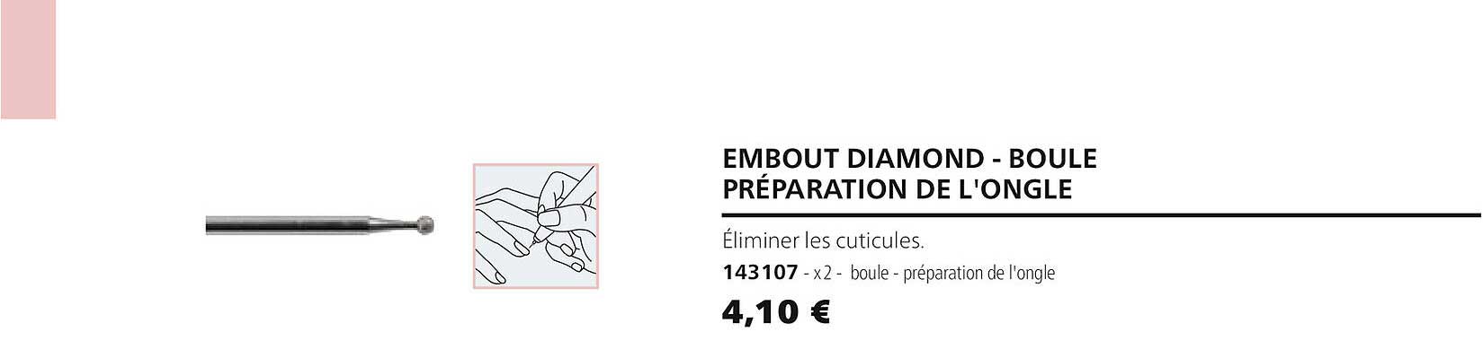 embout diamond - boule préparation de l'ongle 143107