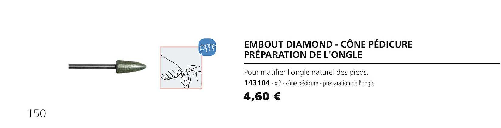 embout diamond - cône pédicure préparation de l'ongle 143104