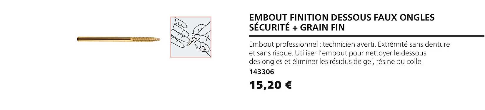 embout finition dessous faux ongles sécurité + grain fin 143306