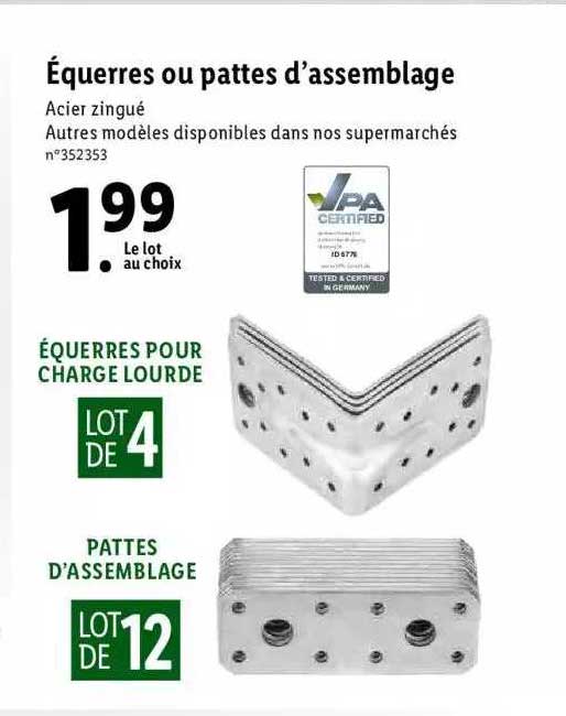 équerres ou pattes d'assemblage