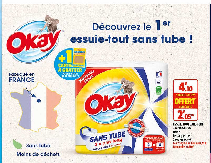 essuie-tout sans tube 3x plus long okay
