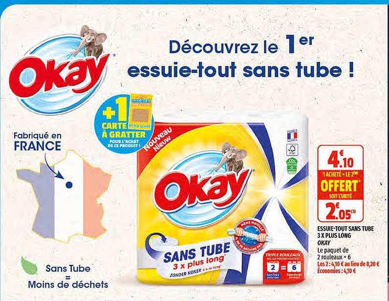 essuie-tout sans tube 3x plus long okay