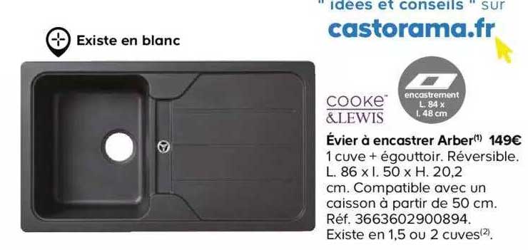 évier à encastrer arber cooke&lewis