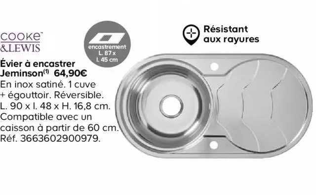évier à encastrer jeminson cooke&lewis