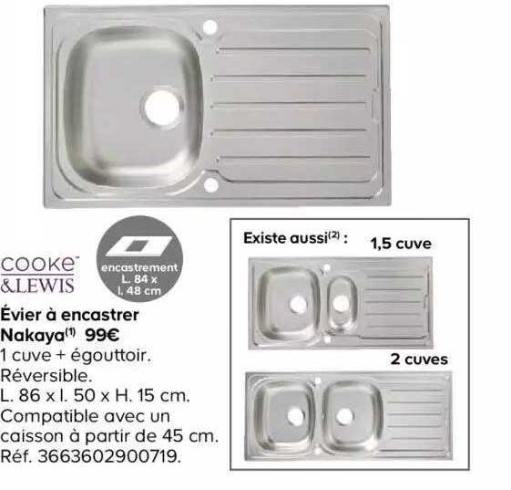 évier à encastrer nakaya cooke&lewis