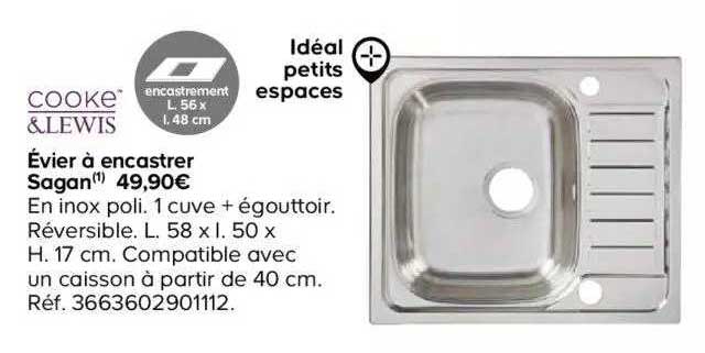 évier à encastrer sagan cooke&lewis