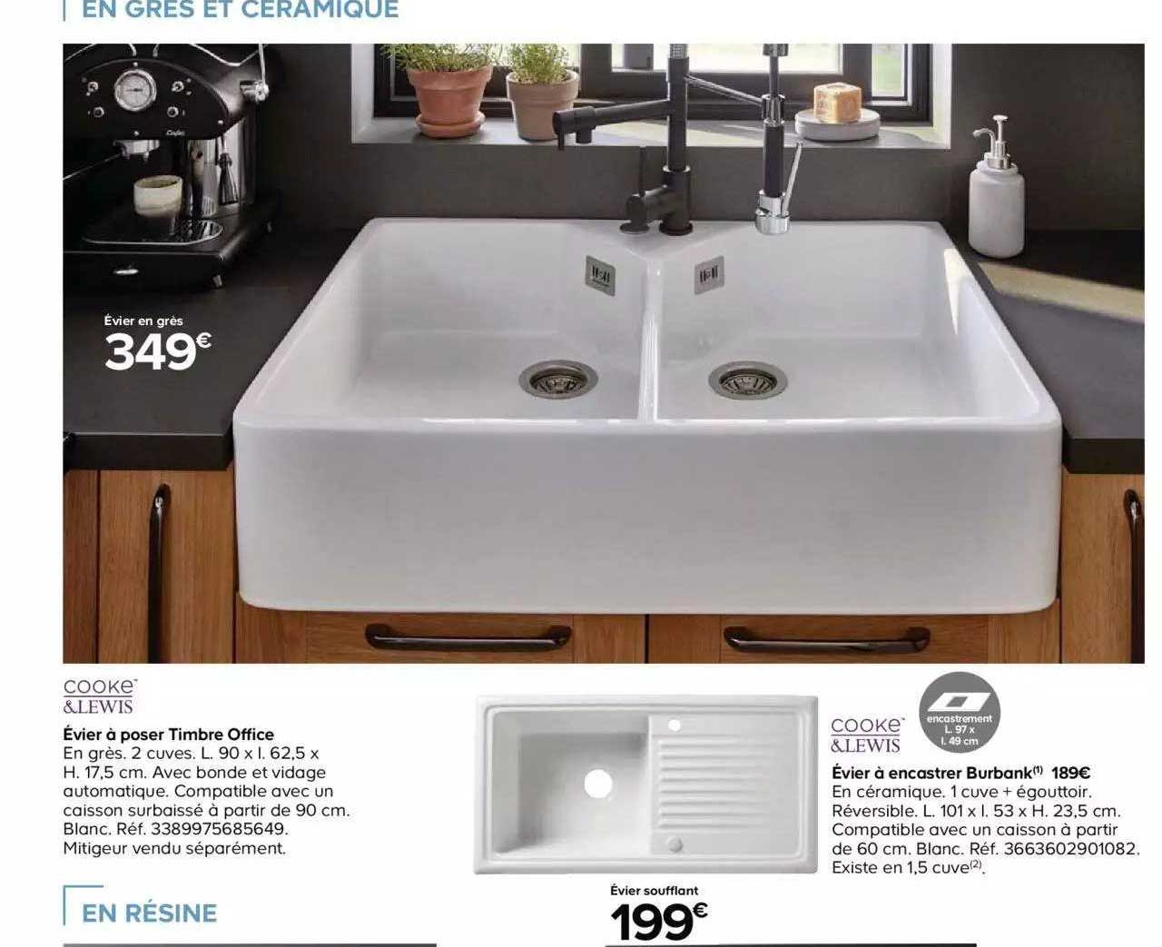 évier à Poser Timbre Office évier à Encastrer Burbank Cooke&lewis