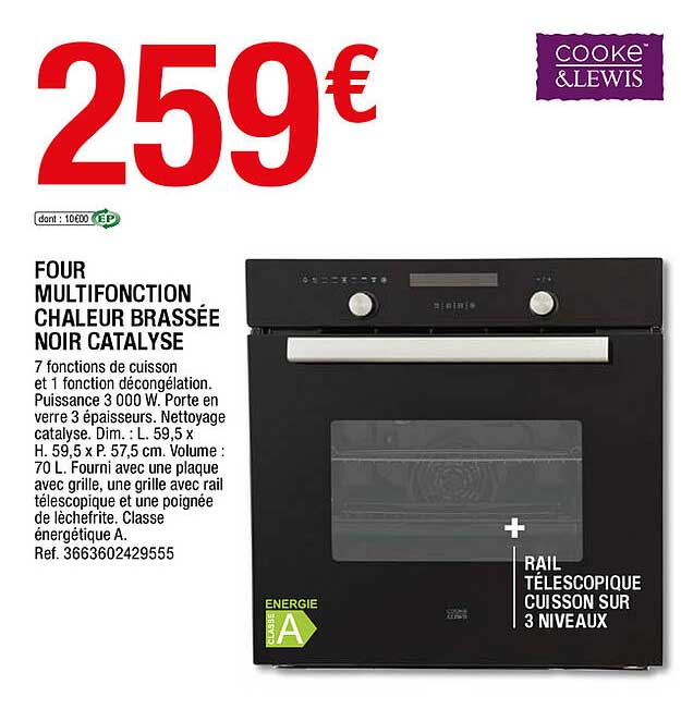 four multifonction chaleur brassée noir catalyse cooke & lewis