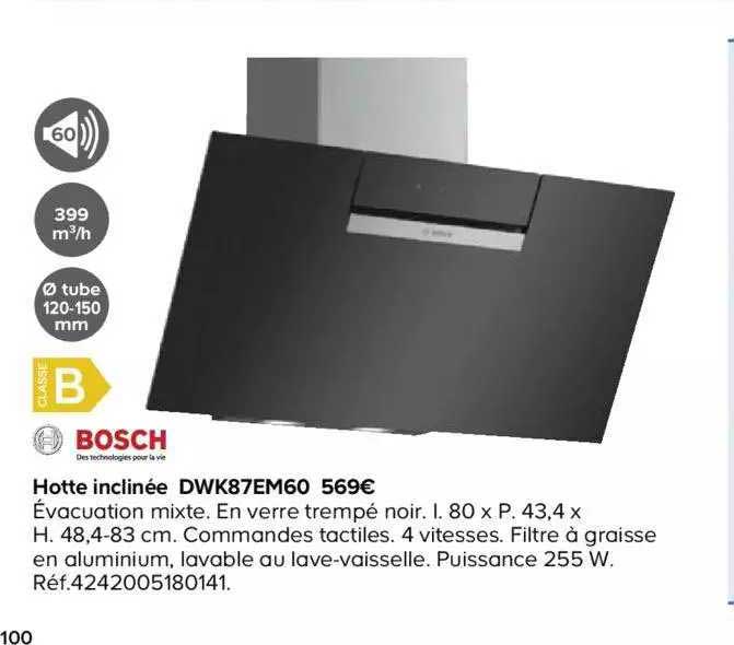 hotte inclinée dwk87em60 bosch
