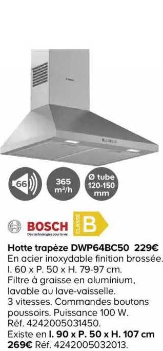 hotte trapèze dwp64bc50 bosch
