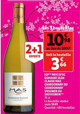 igp pays d'oc domaine jean claude mas chardonnay ou chardonnay viognier ou sauvignon