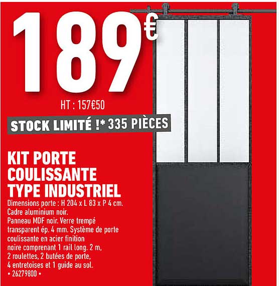 kit porte coulissante type industriel