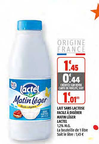 lait sans lactose facile à digérer matin léger