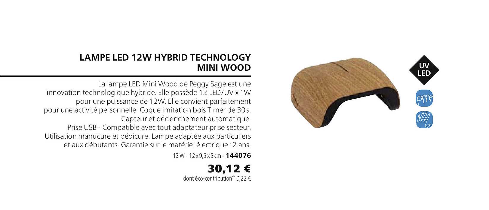 lampe led 12w hybrid technology mini wood 144076