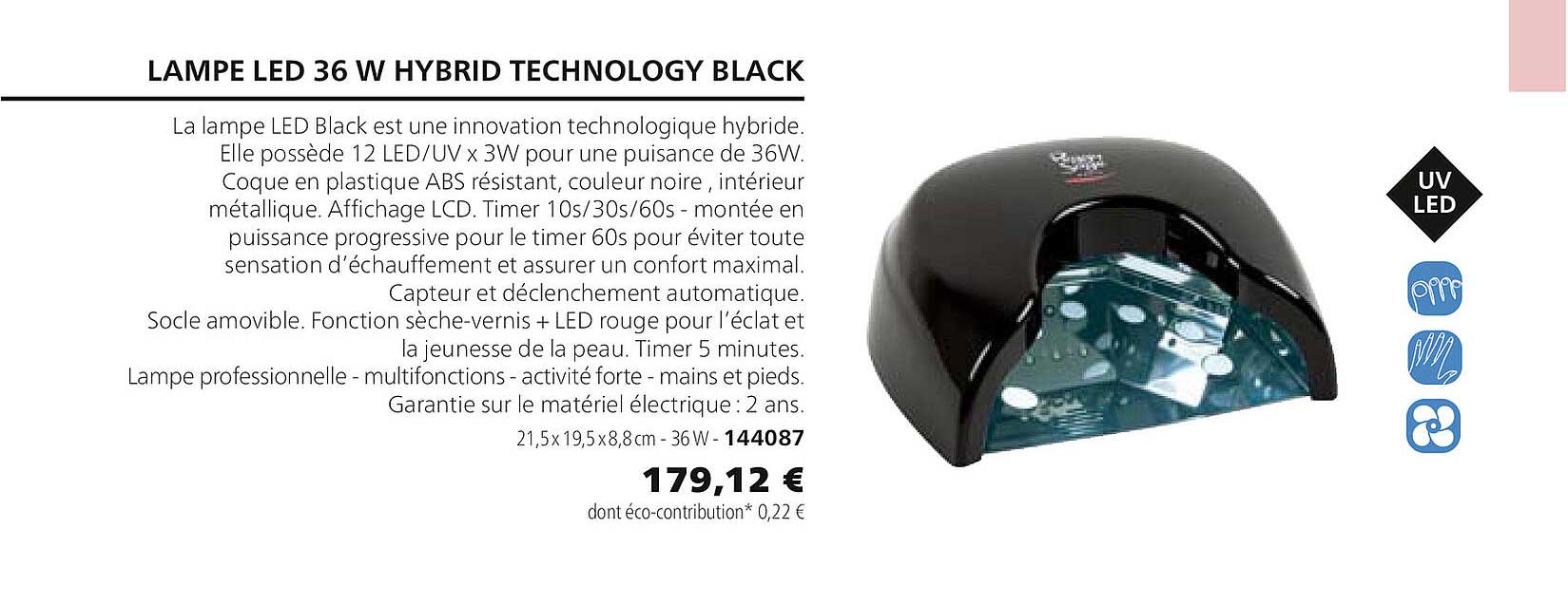 lampe led 36 w hybrid technology black 144087