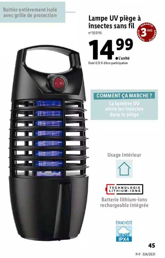 Lampe Uv Piege A Insectes Sans Fil