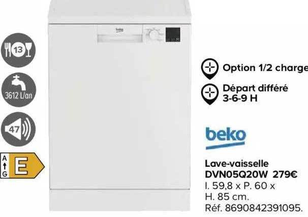 lave-vaisselle dvn05q20w beko