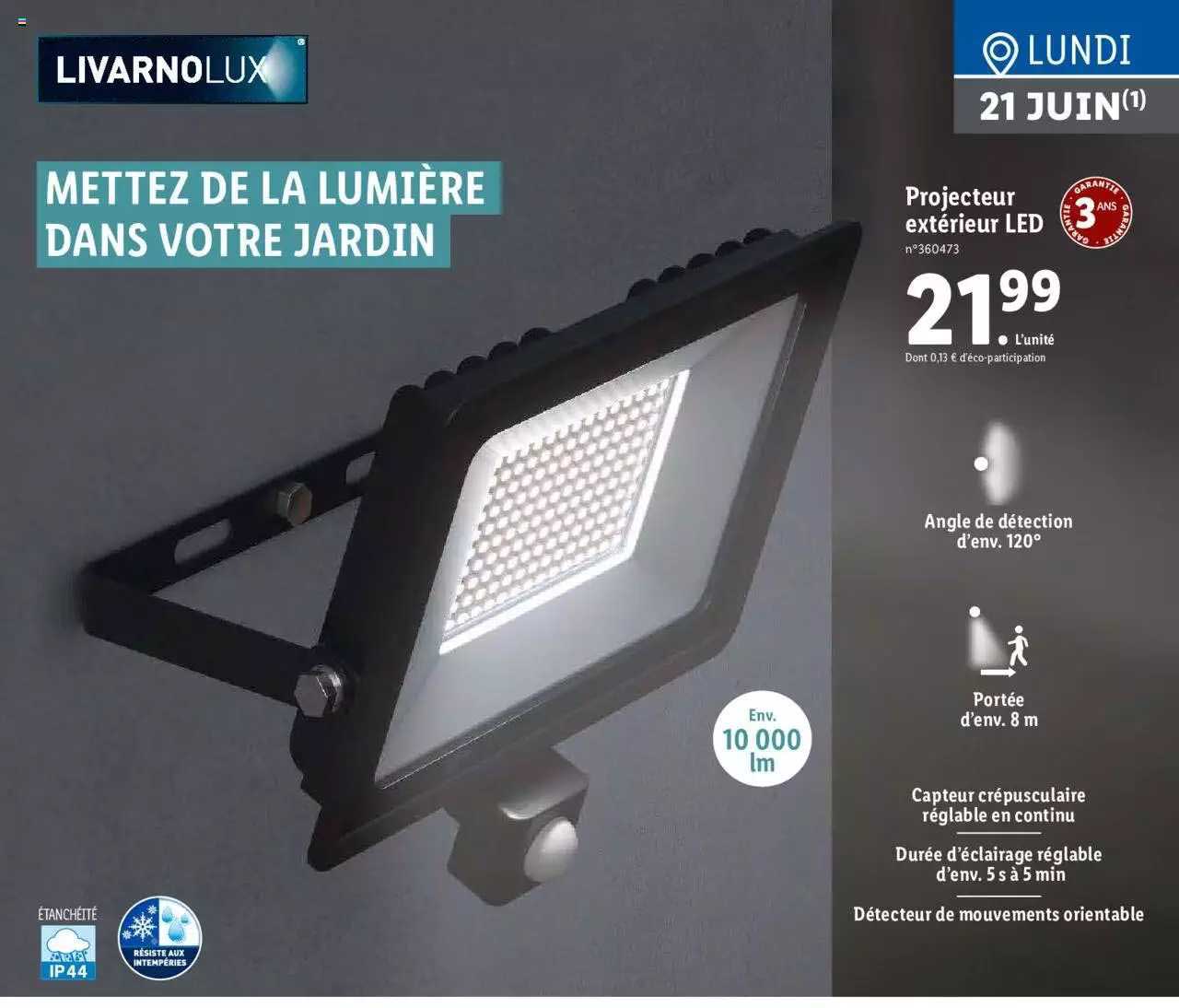 livarno lux projecteur exterieur led