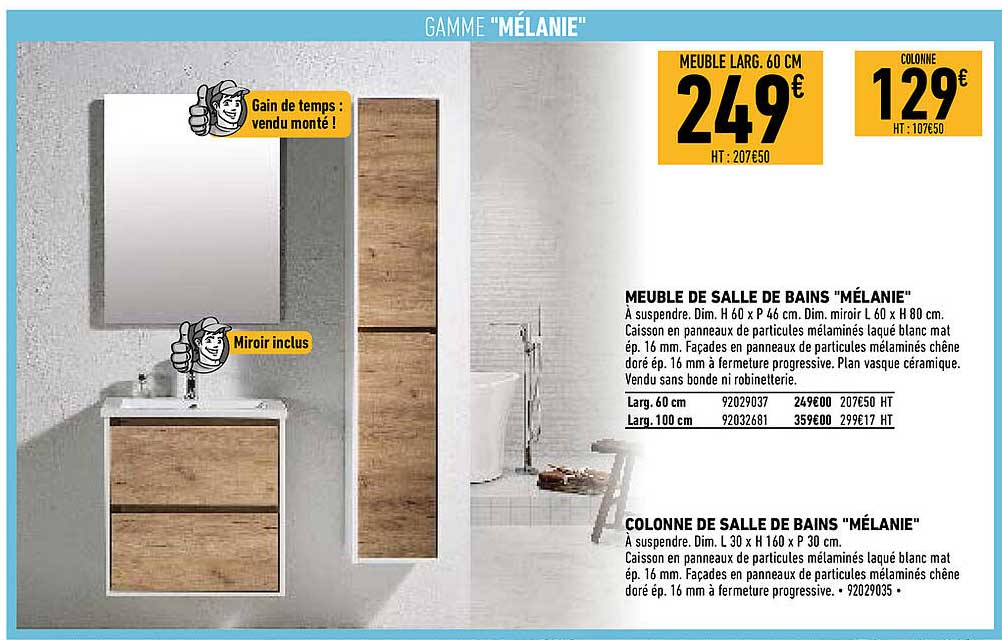 meuble de salle de bains "mélanie", colonne de salle de bains "mélanie"