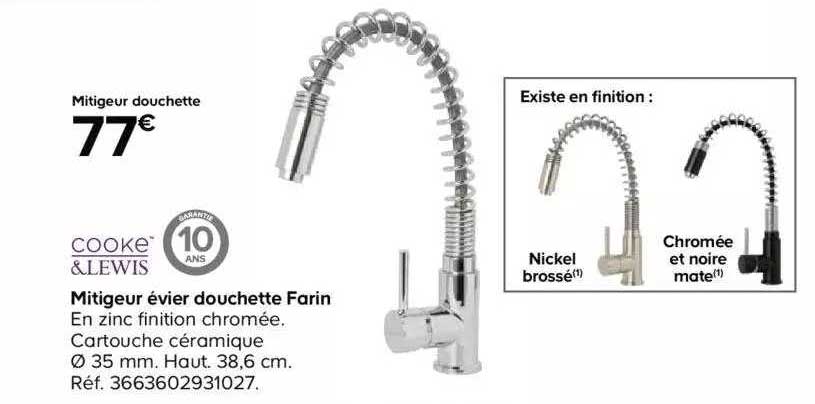 mitigeur évier douchette farin cooke&lewis