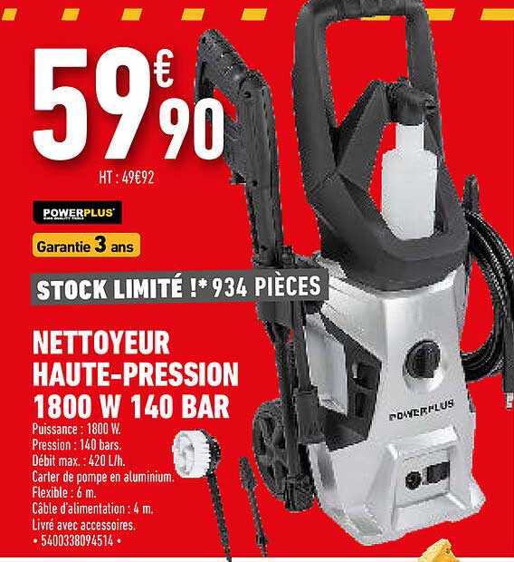 nettoyeur haute-pression 1800 w 140 bar powerplus