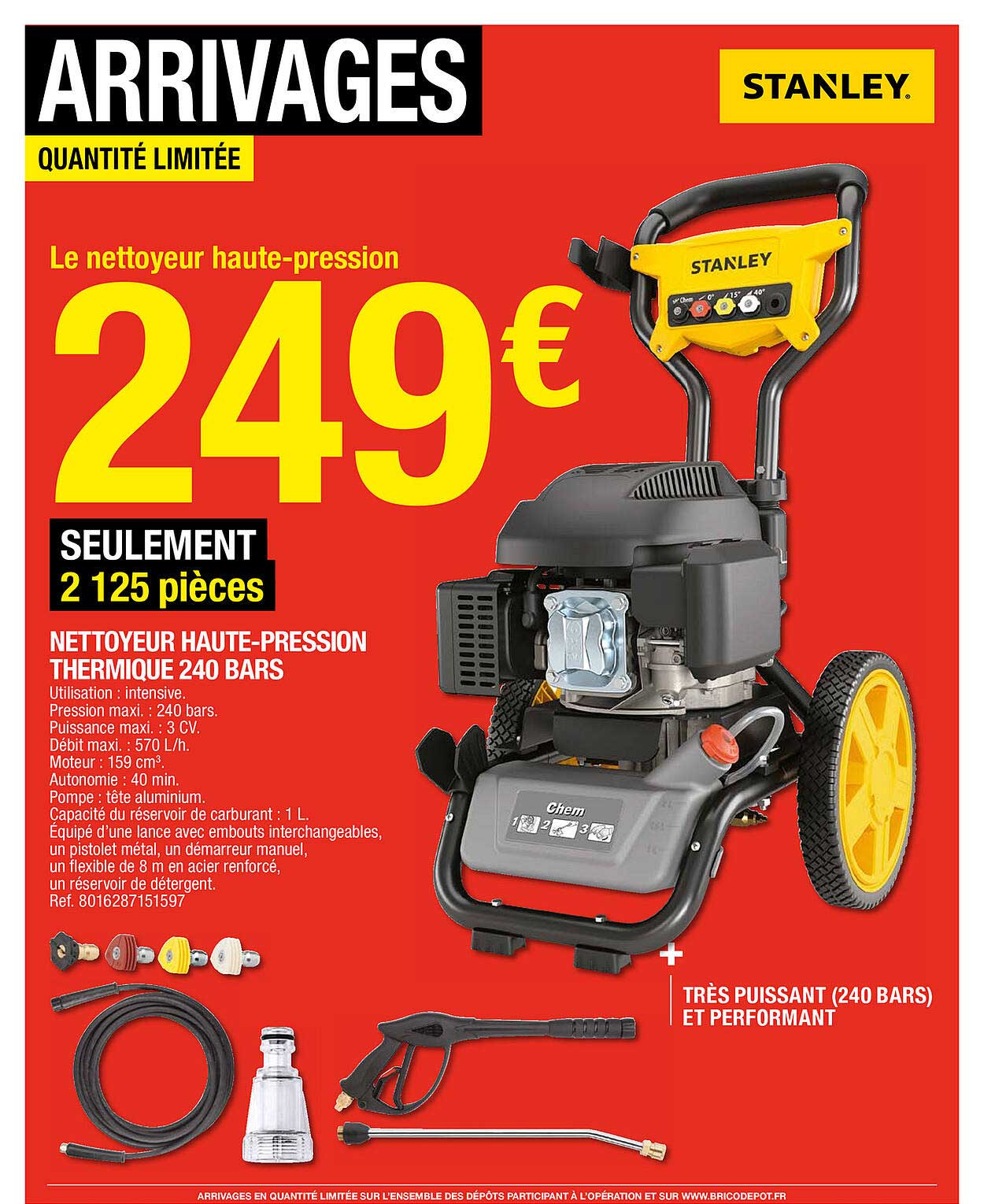 nettoyeur haute-pression thermique 240 bars stanley