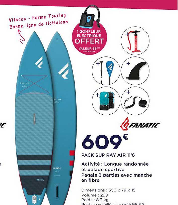 pack sup ray air 11'6 fanatic