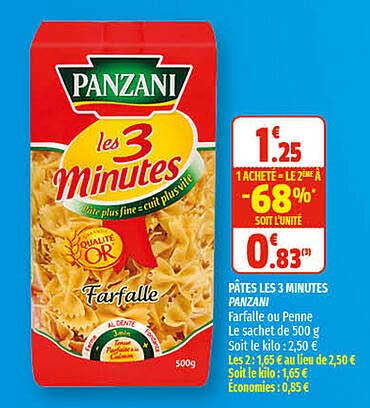 pâtes les 3 minutes panzani