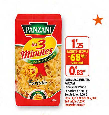 pâtes les 3 minutes panzani
