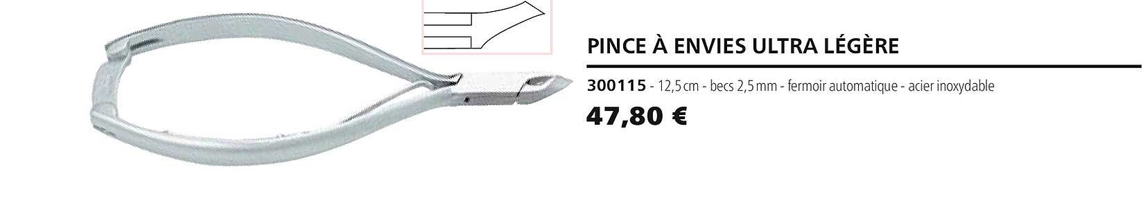 pince à envies ultra légère 300115 - 12.5cm - becs 2.5mm - fermoir automatique - acier inoxydable