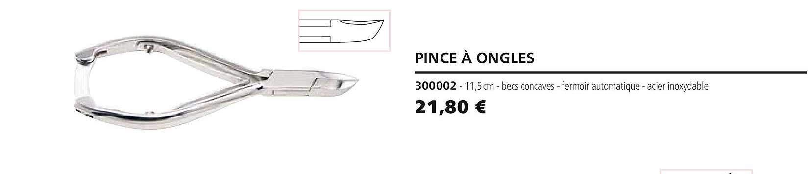 pince à ongles 300002 - 11.5 cm - becs concaves - fermoir automatique - acier inoxydable