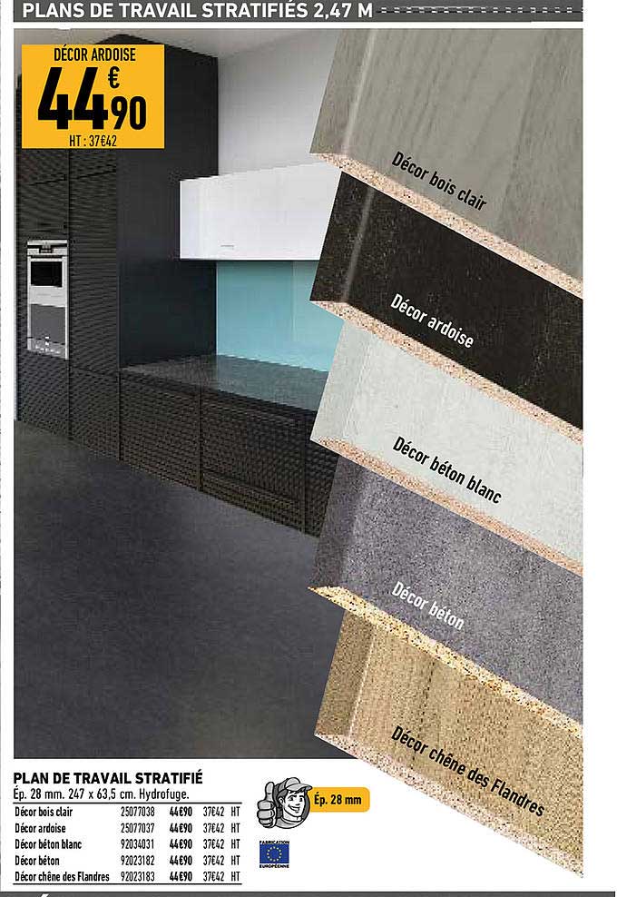 plan de travail stratifiés 2,47 m