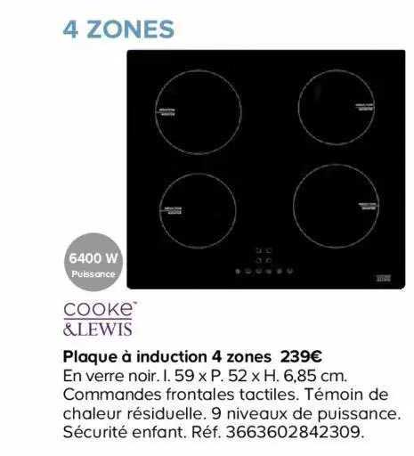 plaque à induction 4 zones cooke&lewis
