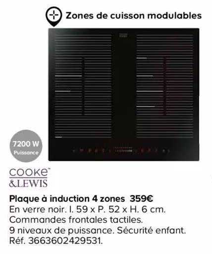 plaque à induction 4 zones cooke&lewis